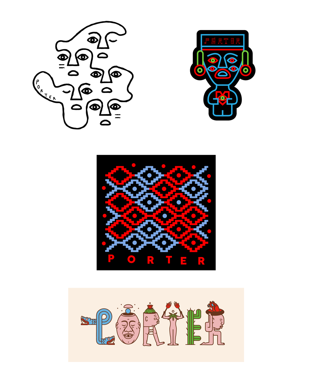 Porter x Cursi / Paquete de 4 stickers